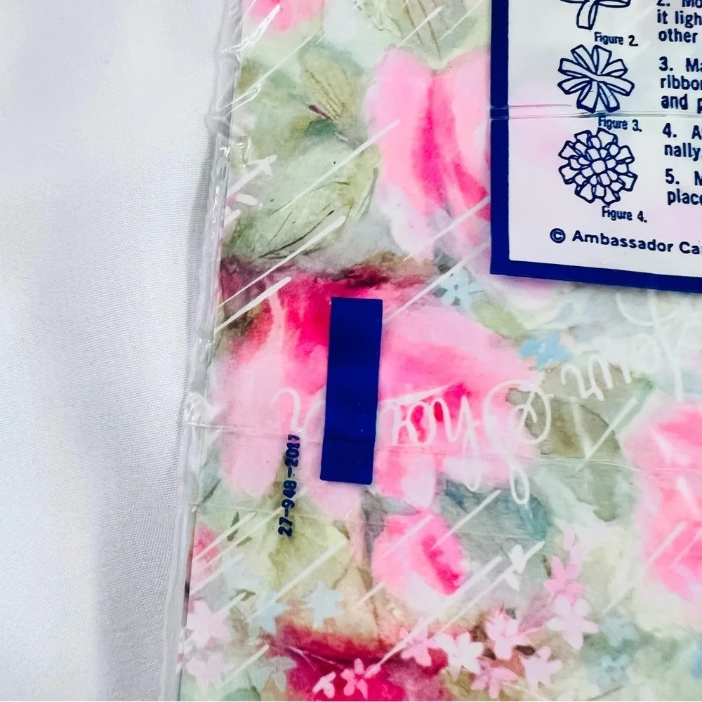 Vintage New Old Stock Hallmark Pink Floral For Your  Shower Gift Wrap Sheets